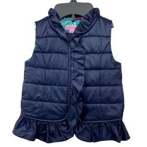 Lilly Pulitzer Cypress Ruffle Puffer Vest Girls size XS  2-3